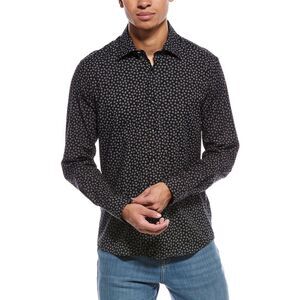 Stone Rose Mens  Stretch Print Shirt, Black